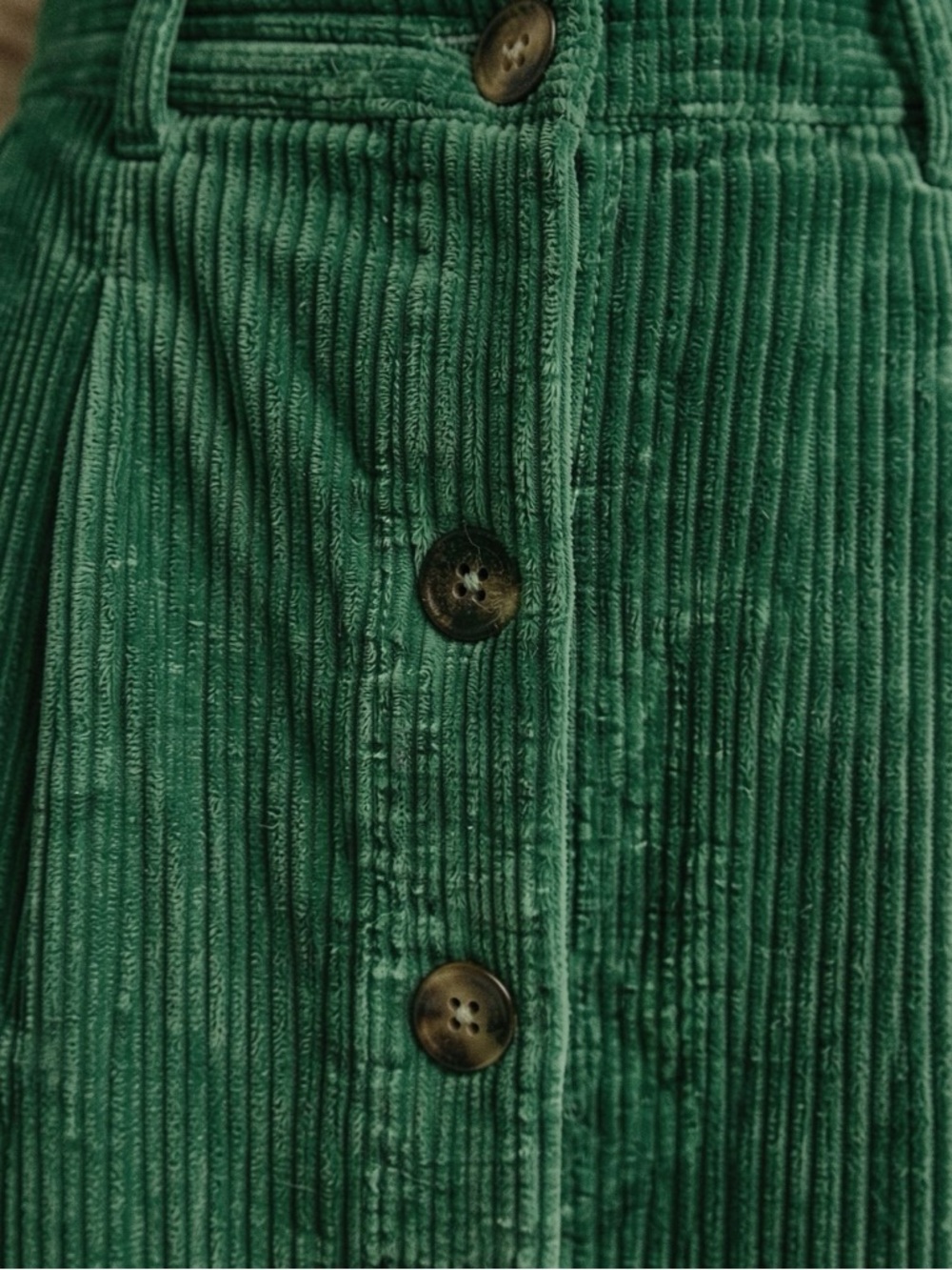 Green Midi Corduroy Skirt - Picture 8 of 9